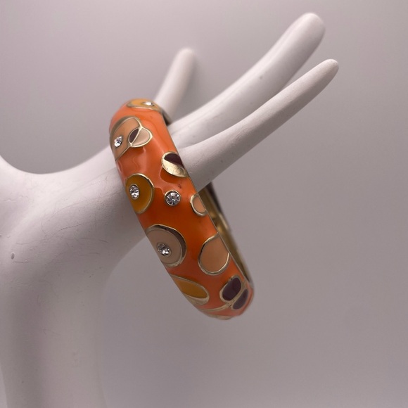 Sequin Orange and Gold Enamel Bangle Bracelet - Picture 5 of 7
